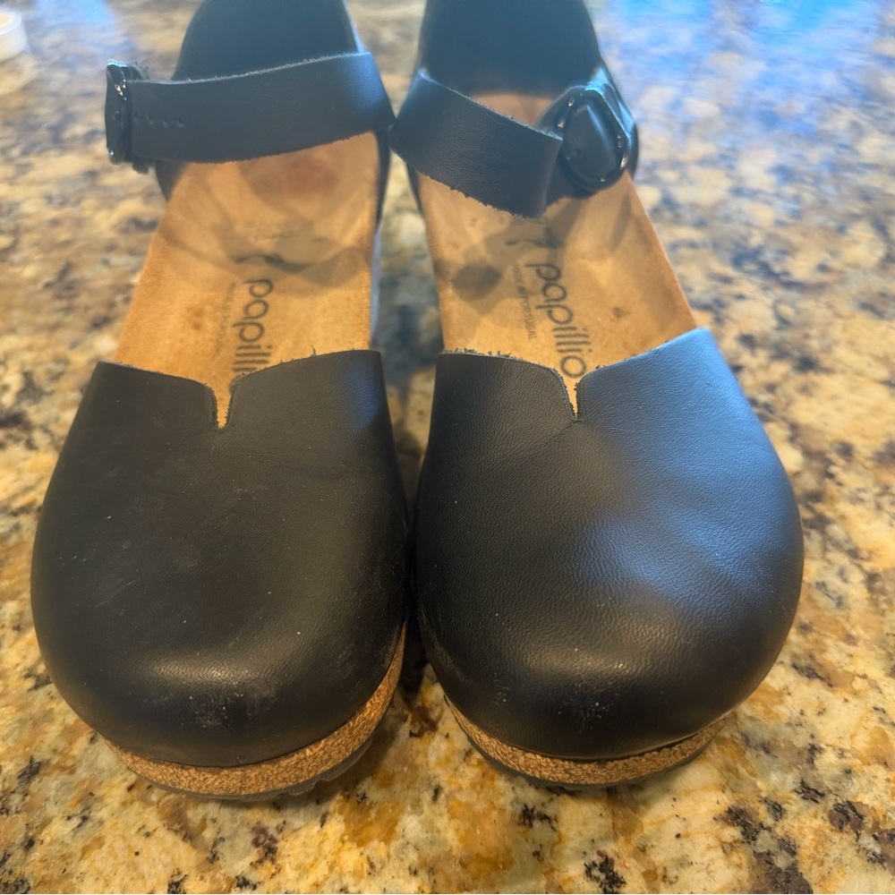 Papillio 39 Black Leather Mary Jane Shoes